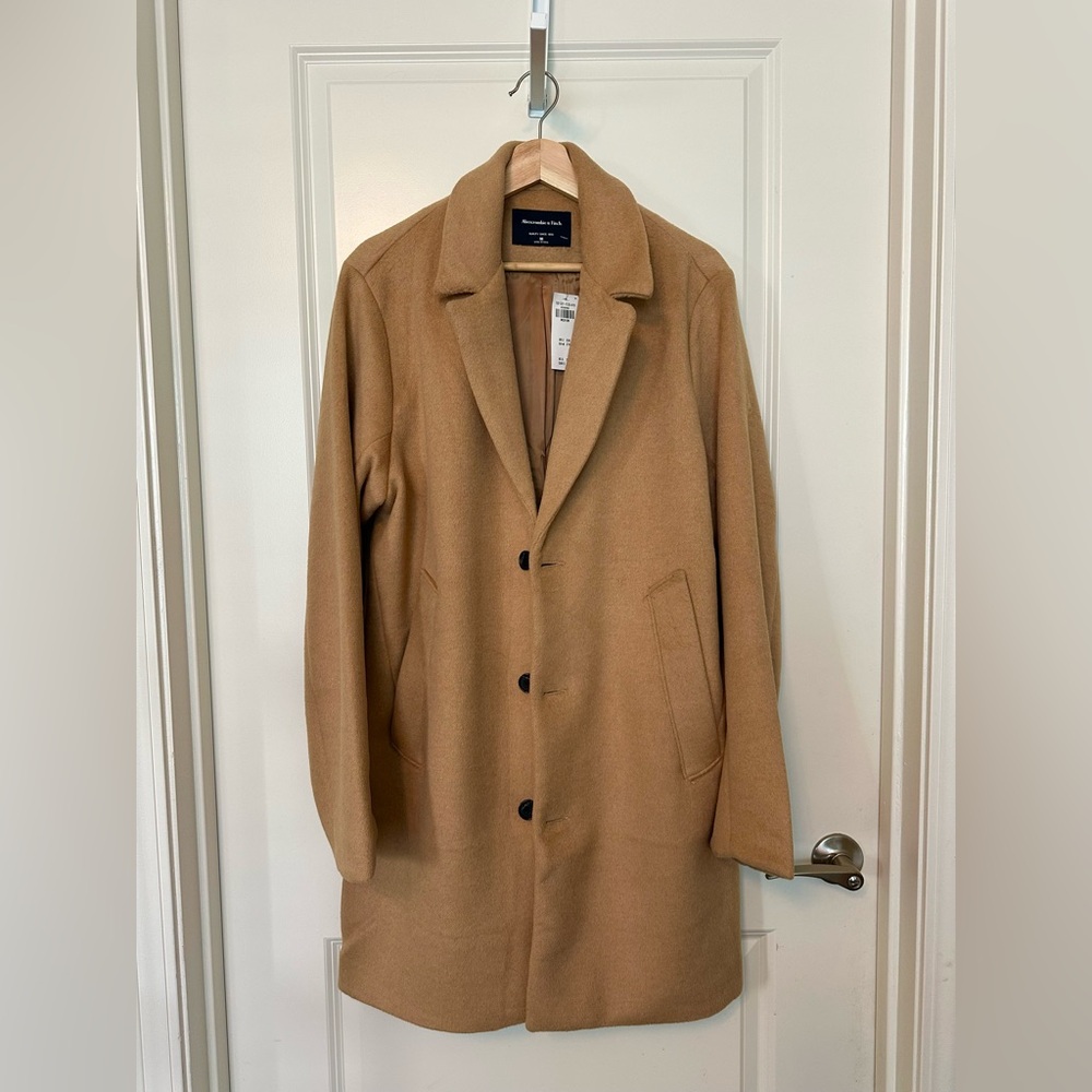 Abercrombie & Fitch Men’s Camel Double-Breasted Coat – NWT